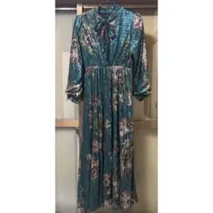 ロングワンピース ベロア 花柄 スカート レトロ 下北