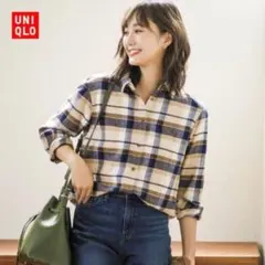 2617【UNIQLO】フランネルチェックシャツ(S)コットン100% 万能のサムネイル