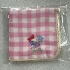 新品　バービー チェックハンカチ　Barbie ピンク　ガーゼ　ガーゼハンカチ