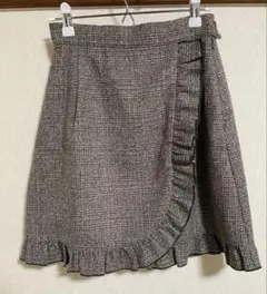 le reve vaniller チェック　フリル　スカート　Mサイズ　ブラウン