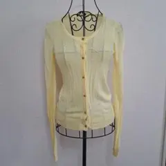 イエロー 長袖カーディガン