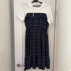 axes femme フードつき　パーカードッキングワンピース