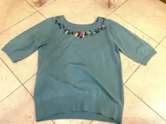 KUMIKYOKU 組曲　アンサンブル刺繍　半袖ニット