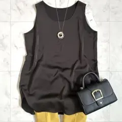 タグ付 2025SS 23区ミスティサテン タンクトップ ブラウス ブラウンM