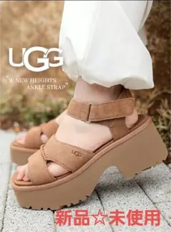 新品　UGG 　アグ　ブラウン プラットフォームサンダル　チェスナット