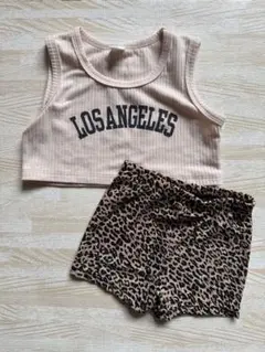シーインshein LOS ANGELESトップス＆レオパードパンツ2点セットのサムネイル
