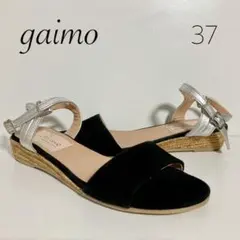 極美品　GAIMO　エスパドリーユ　アンクルストラップローヒールサンダル