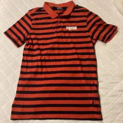 ゴルフ　PUMA 赤/紺 ストライプ ポロシャツ XS