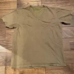 【ユニクロ】Vネック 半袖Tシャツ カーキ M ドライカラー 408965