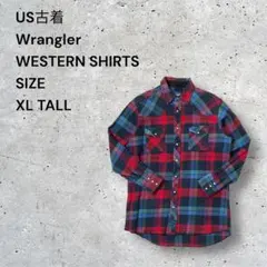 US古着Wrangler フランネルウエスタンシャツ XL TALL