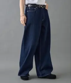 インディゴブルー ワイドレッグストレートデニム