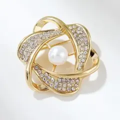 高級感♡　ゴールド　ブローチ　コサージュ　フォーマル　パール　ストーン