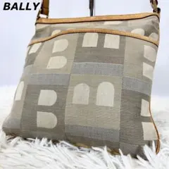 バリー ショルダーバッグ 斜め掛け Bロゴ総柄 ゴールド金具 本革 キャンバス