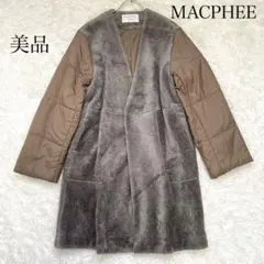 美品✨️マカフィー ポリエステルコットンプードル ノーカラーコート ブラウン