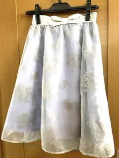フラワー刺繍ラベンダーフレアスカート