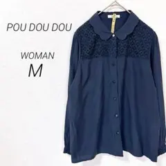 2.01 【プードゥドゥ】 長袖 ブラウス レース 花柄 ストーンボタン ガーリ