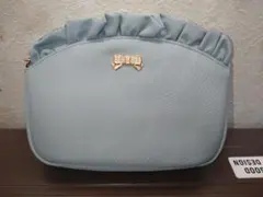 水色　フリルリボンポーチ