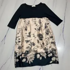 授乳服 マタニティ MilkTea 花柄切替ワンピース 7分袖 韓国製