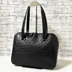 美品✨OSTRICH オーストリッチレザー ハンドバッグ JRA認定 3室 軽量