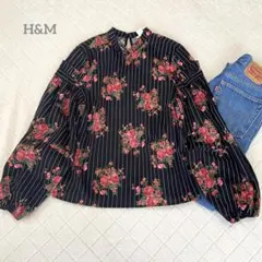 花柄 ブラウス シャツ ブラック パフスリーブ 新品