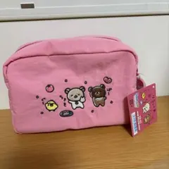 リラックマ ポーチ ゆるゆるぽかぽか ピンク コスメポーチ スクエアポーチ