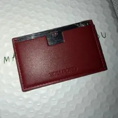 新品未使用 TOM FORD 箱付レザーケースとカード型ミラー 鏡 レッド