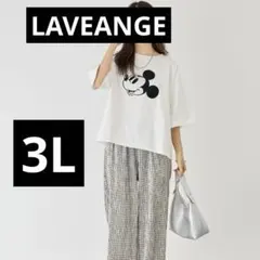 LAVEANGE ミッキー フロッキープリントTシャツ 3L