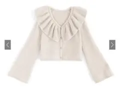 GRL フリルカラーラメシャギーニットカーディガン[kz455] アイボリー