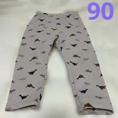 【90】ユニクロUNIQLO BABY恐竜柄　グリーン　フリースレギンス