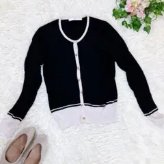 【ef-de】 5 バイカラーニットカーディガン　エフデ　アンサンブルニット