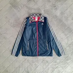 美品！　アディダス　ジャージ　裏起毛　ウィンドブレーカー　ネイビー　ピンク