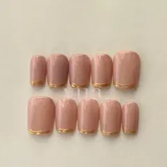 ネイルチップ、フレンチシリーズ「ウォームピンク」現品、ネイルシール付き