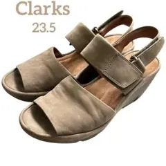 Clarks クラリーヌアリュール　ウェッジソール　セージ色　ヌバック　23.5のサムネイル