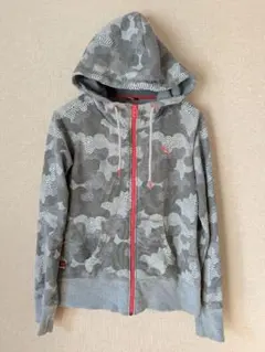 PUMA プーマ パーカー レディースL 迷彩 カモフラ フルジップ グレー
