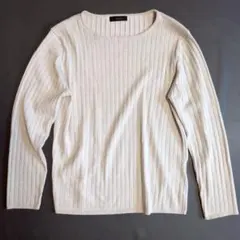 【セブンアイディコンセプト】長袖ニット (38) ラメ生地 ベージュ リブニット