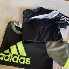 adidas Tシャツ 2点セット 黒/緑・黒/灰色　160cm. 12-14歳
