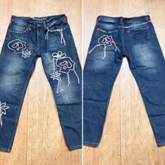 As know asde base ハンドメイド風 スカル刺繍 デニムパンツ Mのサムネイル