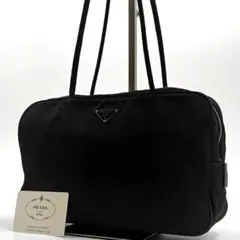 希少✨人気　プラダ ミニボストン ハンド トート 三角ロゴ ナイロン 革 黒