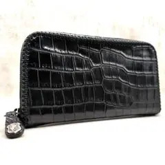 希少極美品！ファニー チャーリーズウォレット Mサイズ ポロサスクロコダイル 黒