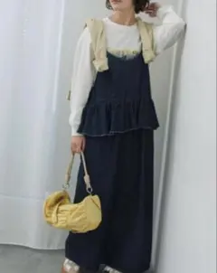 新品　サマンサモスモスブルー　【ECO DENIM】ペプラムキャミワンピース