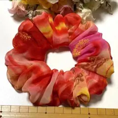 ハンドメイドシュシュ☆花柄グラデーション