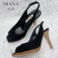 DIANA サンダル バックストラップ ブラック オープントゥ スエード 23