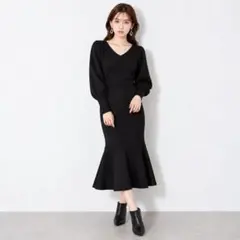 rienda リエンダ バックボタンマーメイドOP マーメイドワンピース　ワンピ