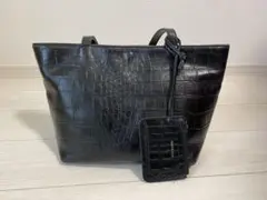 【BARDOT ROSE】 レザートートバッグ　ポーチ付き　ブラック