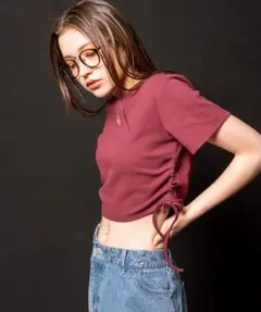 ◉新品タグ付き◉OLIVE des OLIVE 裾ドロストTシャツ クロップド丈のサムネイル