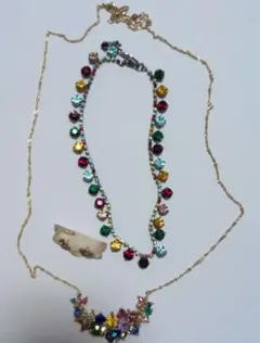 【お買い得】UNTITLED　カラフルビジューネックレス・ピアス＋チョーカーのサムネイル