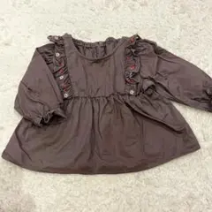 美品 ベビー ベビー服 ブラウス 秋服 刺繍 SLAP SLIP 90cm 淡色