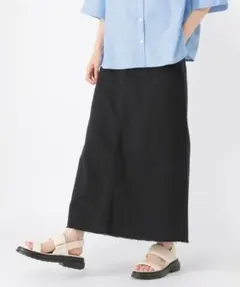 studio CLIP Iラインカツラギスカート デニムスカート ブラック M