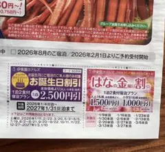 伊東園ホテルズ　お誕生日割引券　はなの金曜日割引券　長野県　信州