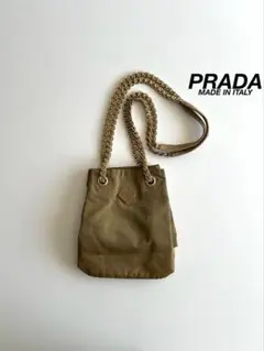 本物良品□プラダ□ チェーン ボストンバッグ トライアングルロゴ